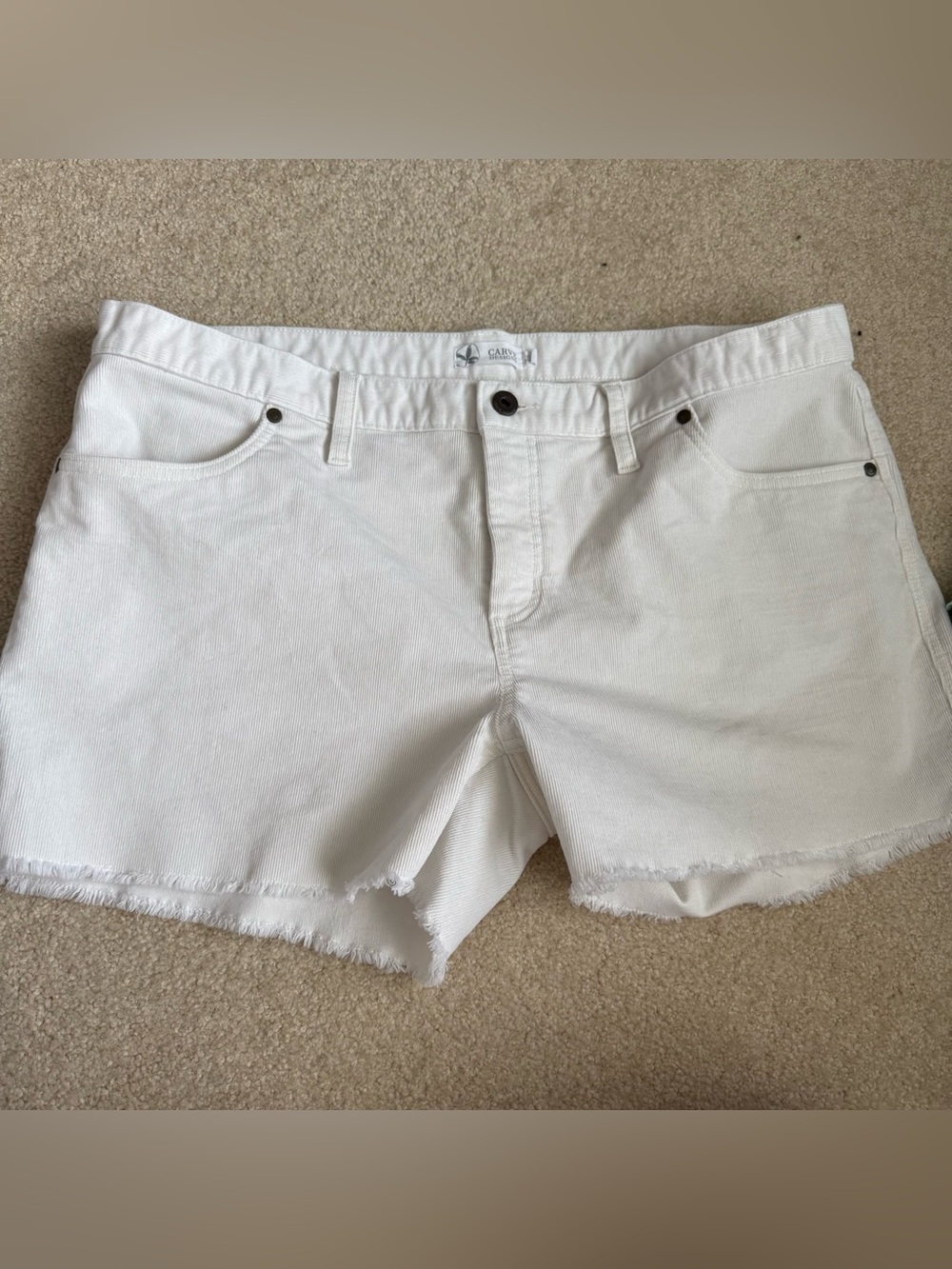 Carve White Frayed Hem light corduroy Shorts